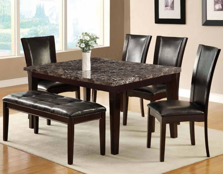 Terry Dining Table w/Bench Set;  Table + 4 Chairs + Bench (6 PCS. SET) - Furnlander