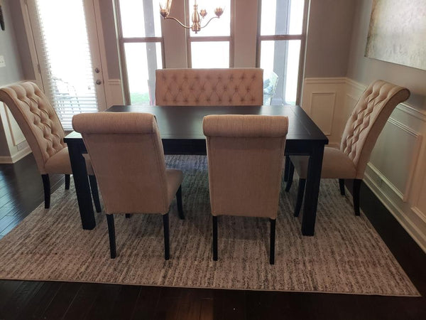 Cupertino Dining Table Set; Table + 4 Chairs & Bench (6 PCS. SET) - Furnlander