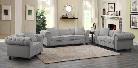 Regatta Gray Linen Sofa & Loveseat Set;  2 PCS. SET - Furnlander