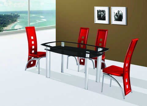 Gavin Red Dining Table Set; Table + 4 Chairs (5 PCS. SET) - Furnlander