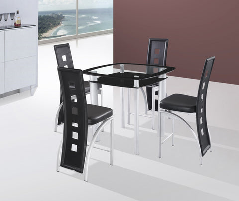 Gavin Black Counter Table Set;  Table + 4 Chairs  (5 PCS. SET) - Furnlander