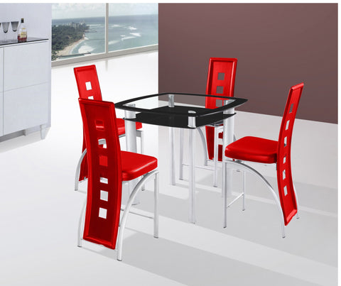 Gavin Red Counter Table Set;  Table + 4 Chairs  (5 PCS. SET) - Furnlander