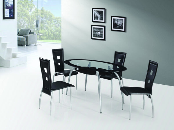 Rhodes Black Dining Table Set;  Table + 4 Chairs  (5 PCS. SET) - Furnlander