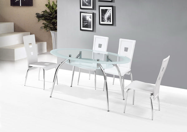 Rhodes White Dining Table Set;  Table + 4 Chairs  (5 PCS. SET) - Furnlander