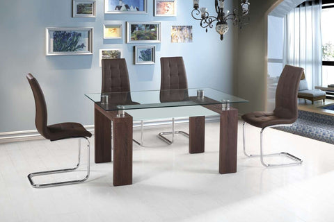 Valentino Espresso Dining Table Set;  Table + 4 Chairs (5 PCS. SET) - Furnlander