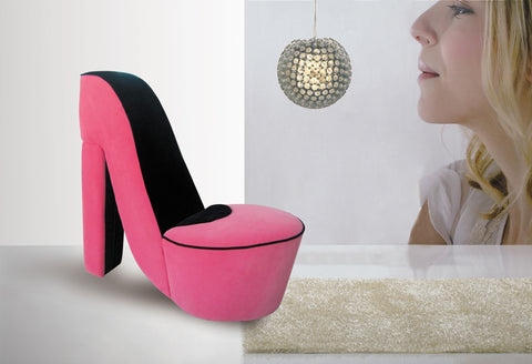 Upholstered Shoe Chair Pink/Black - Furnlander