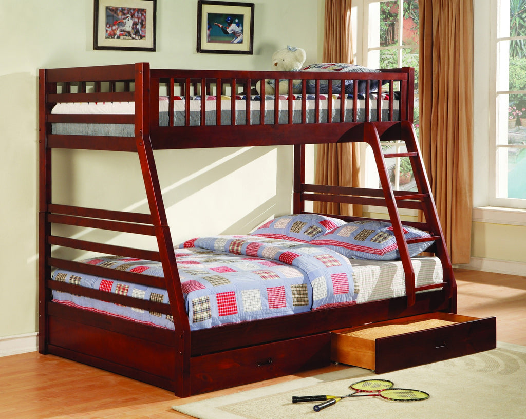 Twin / Full Wood Bunk Bed  Cherry - Furnlander