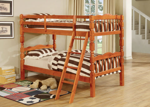 Bora Wood Convertible Twin / Twin Bunk Bed Honey Pine - Furnlander