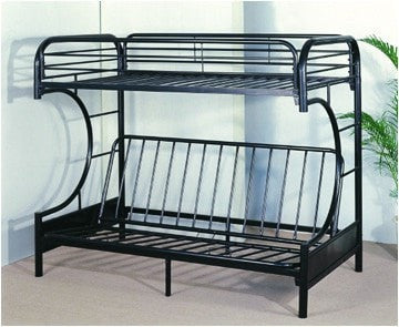 Twin / Full "C" Style Metal Futon Bunk Bed Black - Furnlander