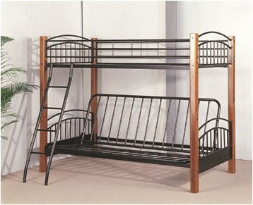Twin / Futon Convertible Wood / Metal Bunk Bed - Furnlander