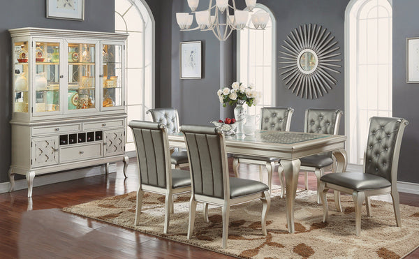 Champagne Dining Table Set;  Table + 6 Side Chairs (7 PCS. SET) - Furnlander