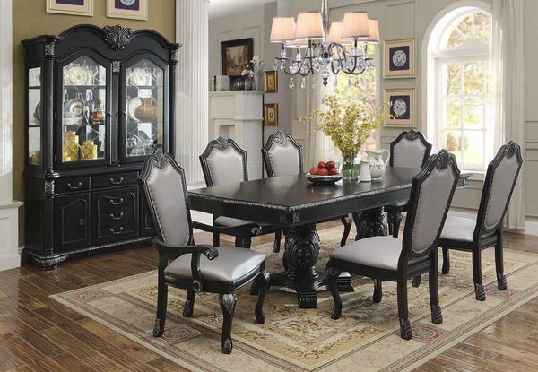 Emilia Double Pedestal Formal Dining Table Set;  Table + 4 Side Chairs + 2 Arm Chairs  (7 PCS. SET) - Furnlander